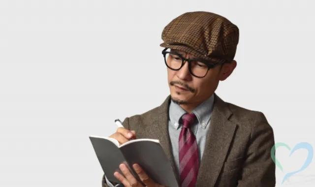 メモを取る探偵