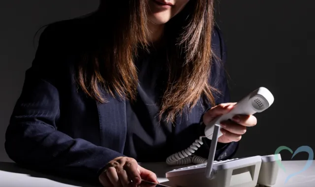 電話をかけようとしている詐欺師